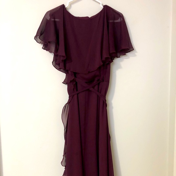 ASOS | mauve/wine cape back dipped hem midi dress - Picture 6 of 7